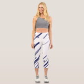 Leggings Capri Diagonales en bleu et blanc (Recto)