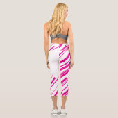 Leggings Capri Diagonales en Magenta et Blanc (Verso)
