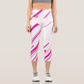 Leggings Capri Diagonales en Magenta et Blanc (Recto)