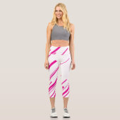 Leggings Capri Diagonales en Magenta et Blanc (Recto)