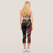 Leggings Capri Diagonales en vert citron, rose et noir (Verso)