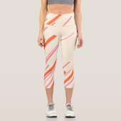 Leggings Capri Diagonales - rose, orange et crème (Recto)