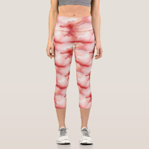 Leggings Capri Diffusion de l'aquarelle rouge et blanche