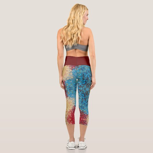 Leggings Capri Digital Mandala bleu rouge et jaune (Verso)