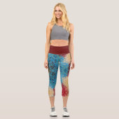 Leggings Capri Digital Mandala bleu rouge et jaune (Recto)