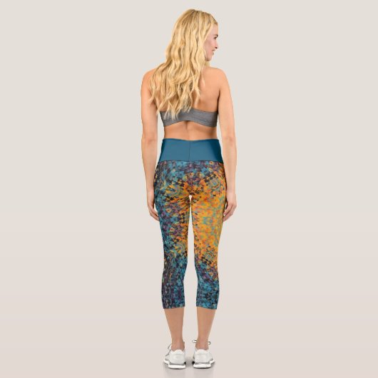 Leggings Capri Digital Mandala jaune bleu et rouge (Verso)