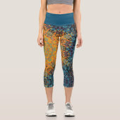 Leggings Capri Digital Mandala jaune bleu et rouge (Recto)