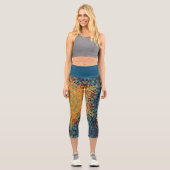 Leggings Capri Digital Mandala jaune bleu et rouge (Recto)