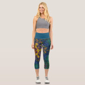 Leggings Capri Digital Mandala jaune bleu et vert (Recto)