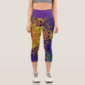 Leggings Capri Digital Mandala jaune bleu et violet (Recto)