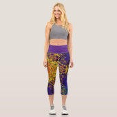 Leggings Capri Digital Mandala jaune bleu et violet (Recto)