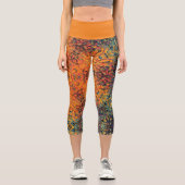 Leggings Capri Digital Mandala Orange bleu et jaune (Recto)
