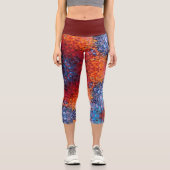 Leggings Capri Digital Mandala rouge orange et bleu (Recto)
