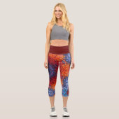 Leggings Capri Digital Mandala rouge orange et bleu (Recto)
