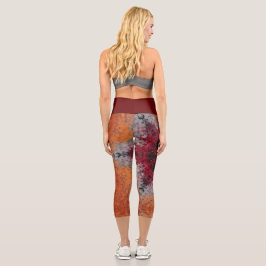 Leggings Capri Digital Mandala rouge orange et bleu (Verso)