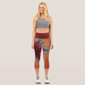Leggings Capri Digital Mandala rouge orange et bleu (Recto)