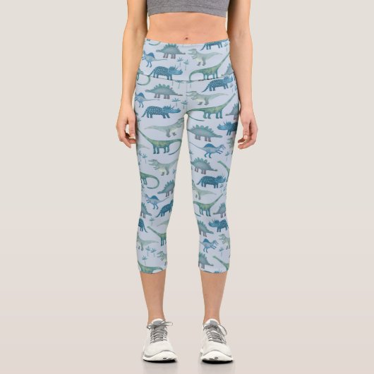Leggings Capri Dinosaur Motif bleu (Recto)