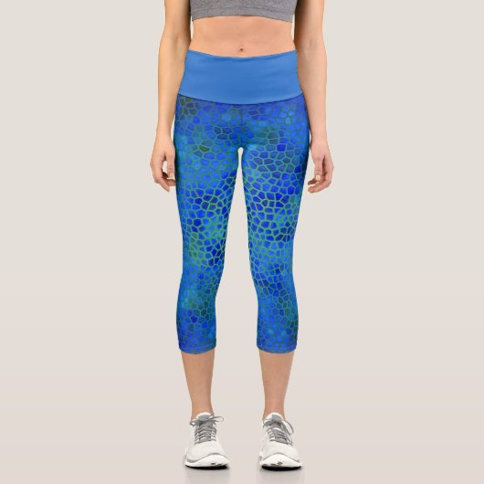 Leggings Capri Dinosaure bleu caché (Recto)