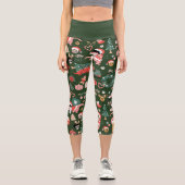 Leggings Capri dinosaures de Noël de la disco super (Recto)