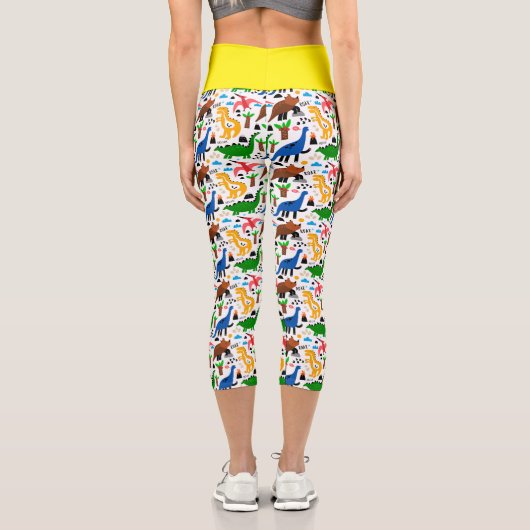 Leggings Capri Dinosaures motif transparent (Verso)