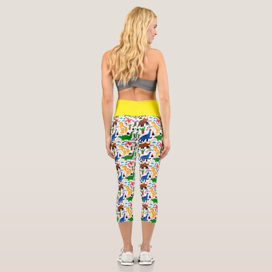 Leggings Capri Dinosaures motif transparent (Verso)