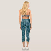 Leggings Capri Dinosaures Turquoise Motif vert (Verso)