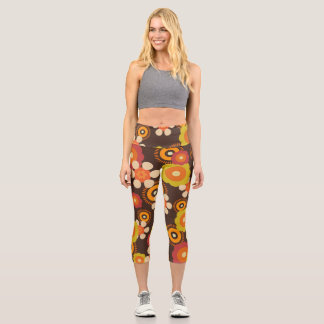 Leggings Capri Disco les années 70 60s Retro Flowers Pop Culture