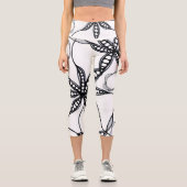 Leggings Capri Diseño de flores abstractas (Recto)