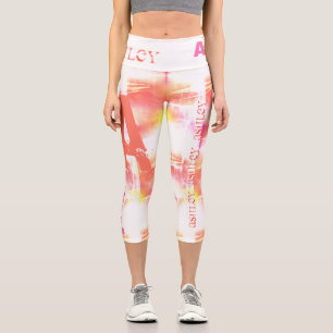 Leggings Capri Distressed nom Abstrait répétitif 6 Lettres HWCL