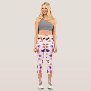 Leggings Capri Diverses couleurs et types fleurissent sur arrière