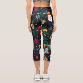 Leggings Capri Doddles de Noël à l'aube main unique Design bleu (Verso)