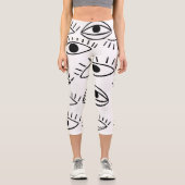 Leggings Capri Doodle eye, motif créatif sans couture. (Recto)