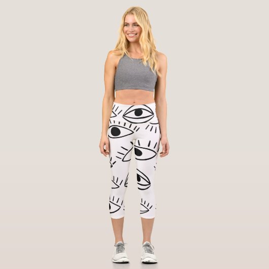 Leggings Capri Doodle eye, motif créatif sans couture. (Recto)
