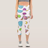 Leggings Capri Doodles spatiaux Arrière - plan cosmique (Recto)