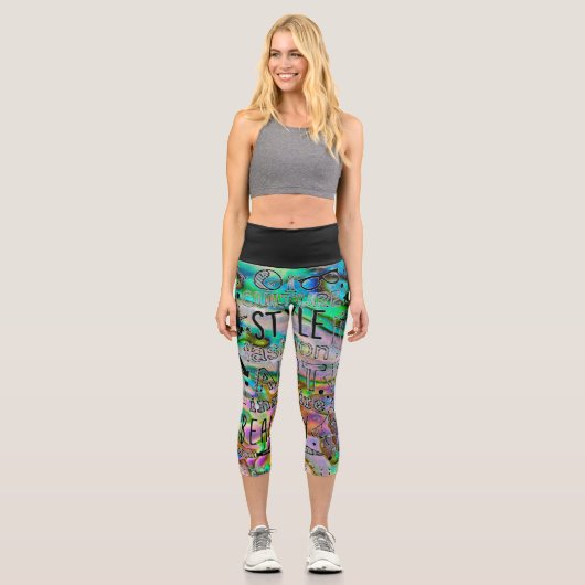 Leggings Capri Doodling en style Capris haut taille (Recto)