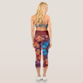 Leggings Capri Dot Mandala bleu rouge et orange (Verso)