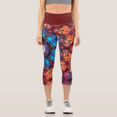 Leggings Capri Dot Mandala bleu rouge et orange (Recto)