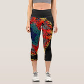Leggings Capri Dot Mandala Fleur Jaune Bleu et Rouge (Recto)