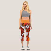 Leggings Capri Dot Mandala Fleur orange blanc et rouge (Recto)