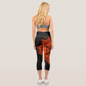Leggings Capri Dot Mandala Fleur Orange et Noir (Verso)