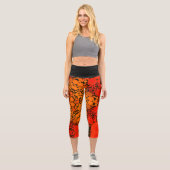 Leggings Capri Dot Mandala Fleur Orange et Noir (Recto)