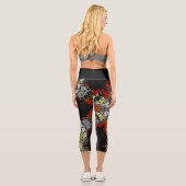 Leggings Capri Dot Mandala Fleur rouge jaune et gris (Verso)