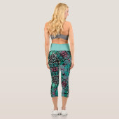 Leggings Capri Dot Mandala Fleur vert bleu et rouge (Verso)