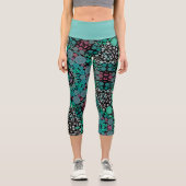 Leggings Capri Dot Mandala Fleur vert bleu et rouge (Recto)