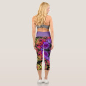 Leggings Capri Dot Mandala Fleur violet orange et jaune (Verso)