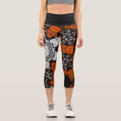 Leggings Capri Dot Mandala Flower blanc orange et noir (Recto)