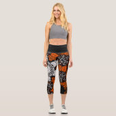 Leggings Capri Dot Mandala Flower blanc orange et noir (Recto)