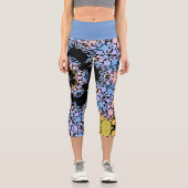 Leggings Capri Dot Mandala Flower bleu et jaune (Recto)