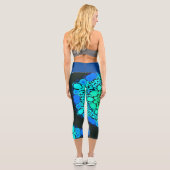 Leggings Capri Dot Mandala Flower bleu et vert (Verso)