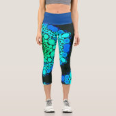 Leggings Capri Dot Mandala Flower bleu et vert (Recto)